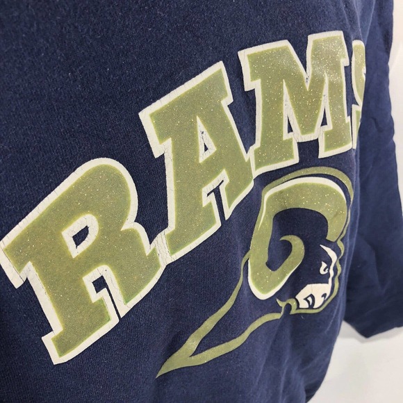 VINTAGE ST LOUIS RAMS LA SWEATSHIRT SPARKLE GLITTER LOGO XL PULLOVER CREW NECK - Picture 3 of 11